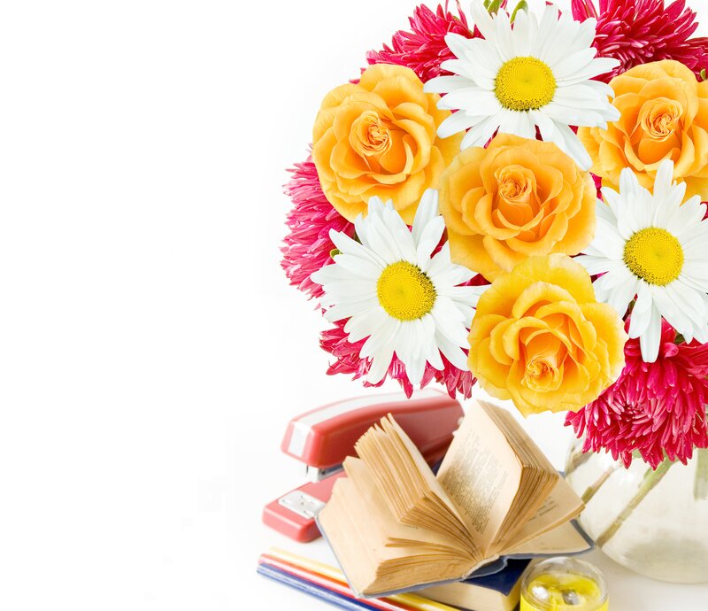 Flower Bouquet with Book