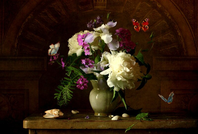 Flower Bouquet with Butterflies