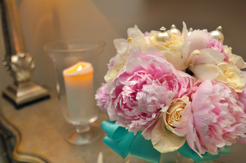 Flower Bouquet with Candle — Pink, Serene