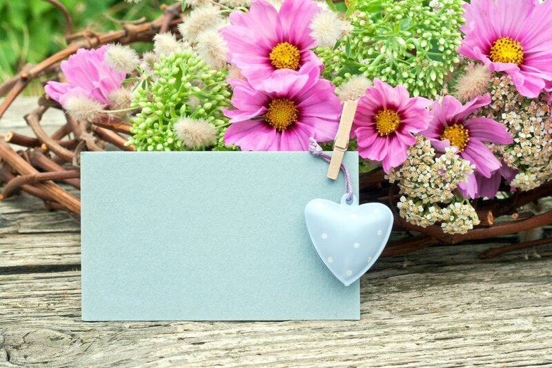 Flower Bouquet with Card — Pink