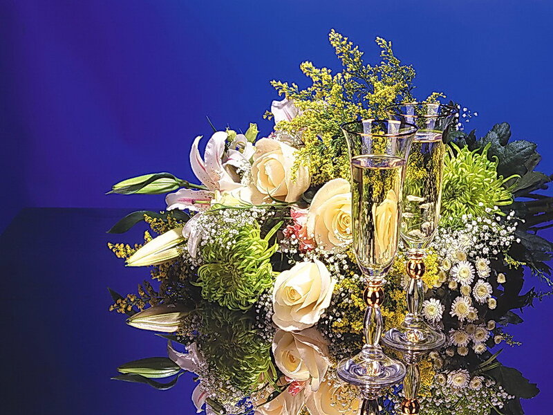 Flower Bouquet with Champagne