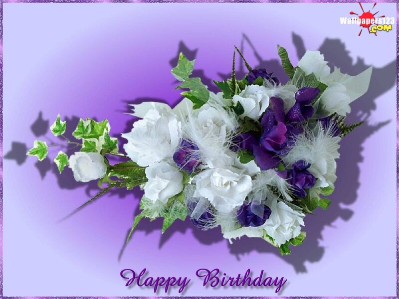 Flower Bouquet with Feathers — Purple