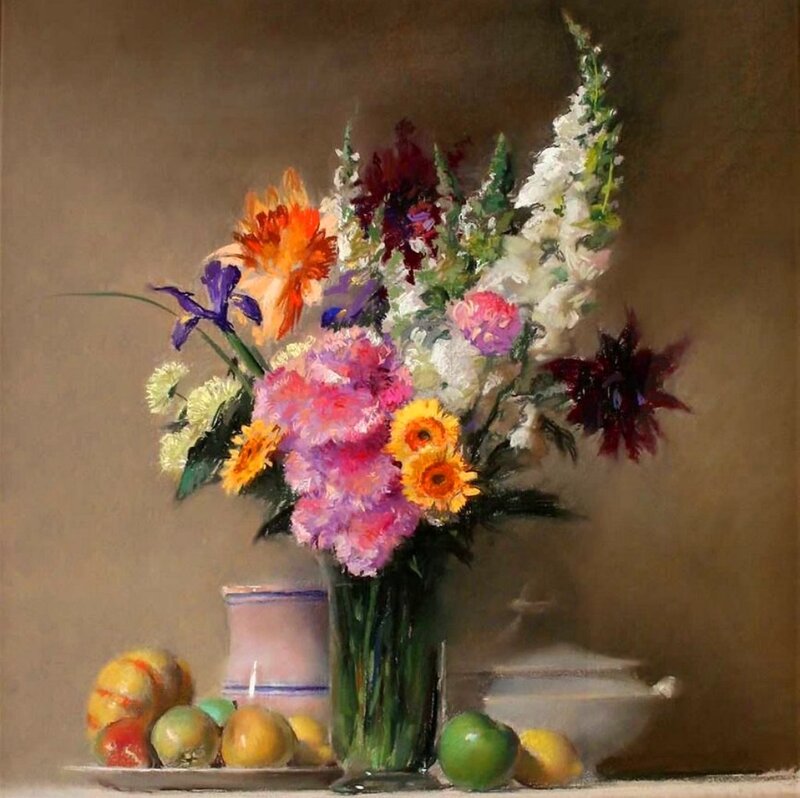 Flower Bouquet with Fruit — Brown, Calm