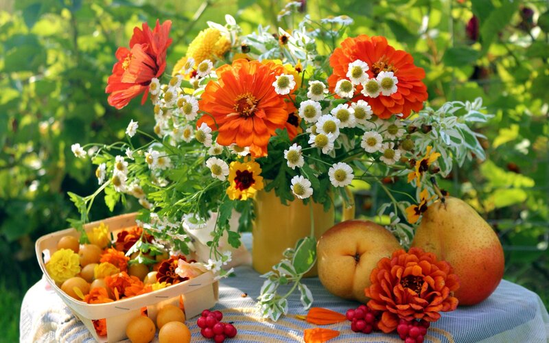 Flower Bouquet with Fruit — Orange