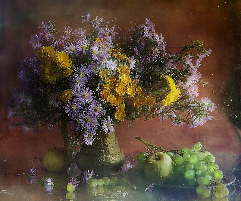 Flower Bouquet with Fruit — Purple