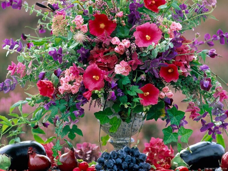Flower Bouquet with Fruit — Red