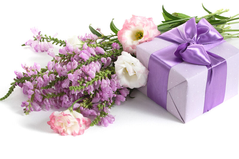 Flower Bouquet with Gift Box — Purple