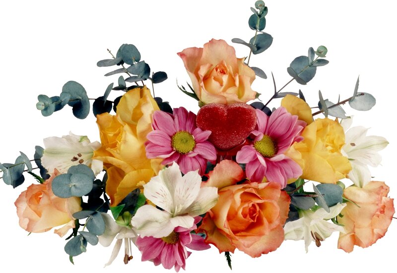 Flower Bouquet with Heart — Pink
