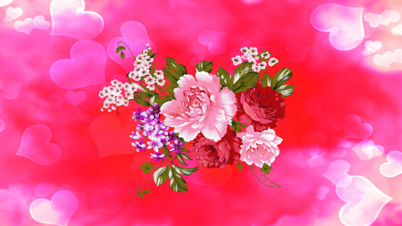 Flower Bouquet with Hearts