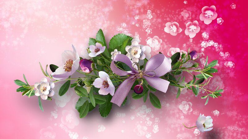 Flower Bouquet with Ribbon — Pink, Romantic