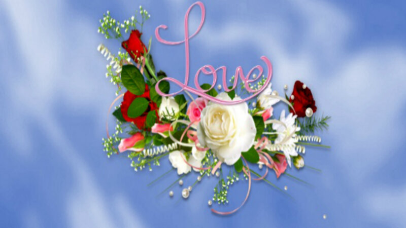 Flower Bouquet with Roses — Blue