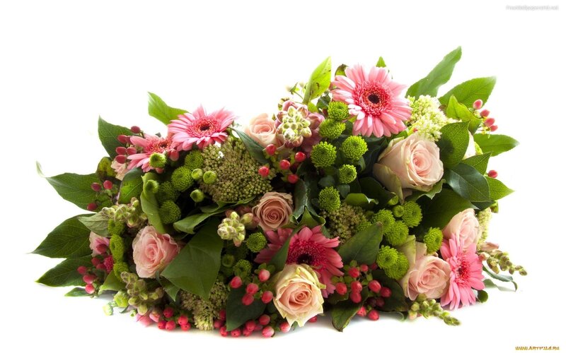 Flower Bouquet with Roses — Pink, Calm