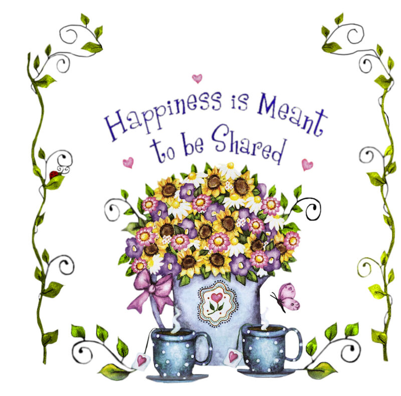 Flower Bouquet with Tea Cups