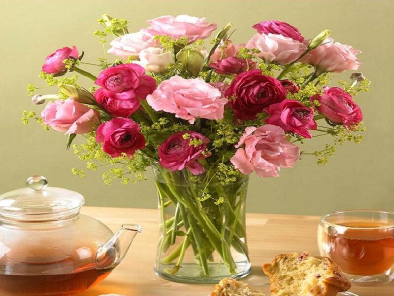 Flower Bouquet with Tea