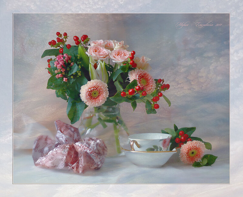 Flower Bouquet with Teacup