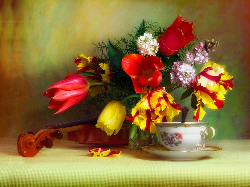 Flower Bouquet with Violin