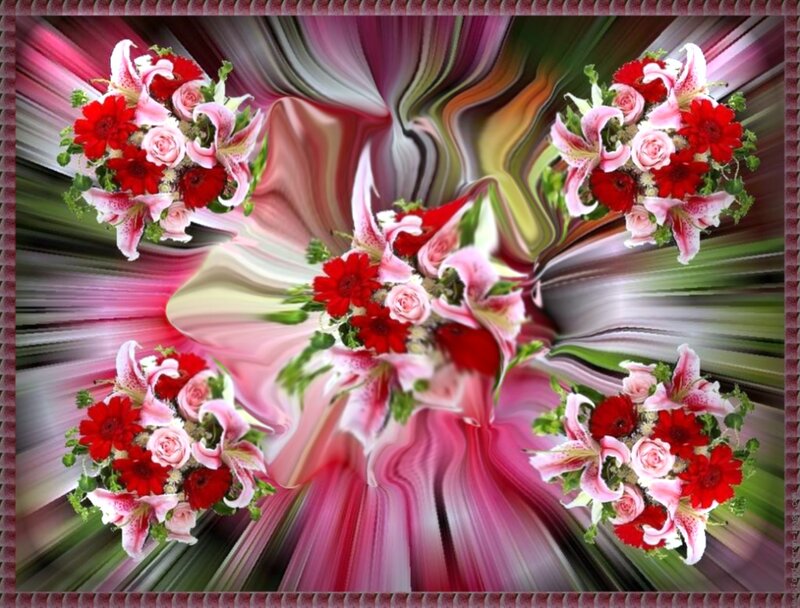 Flower Bouquets in Swirl