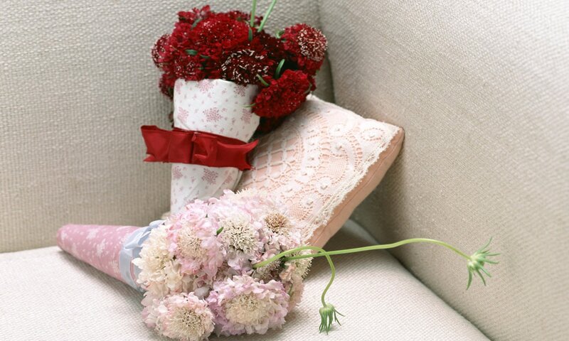 Flower Bouquets on Couch