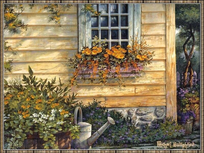 Flower Box on Wooden House