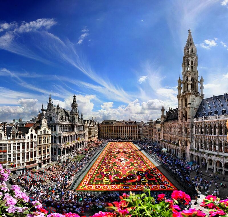 Flower Carpet in Square — Blue, Festive