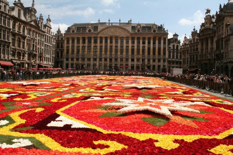 Flower Carpet in Square — Red