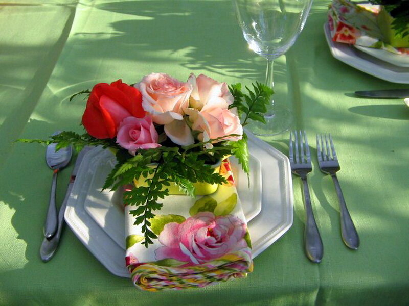 Flower Centerpiece on Table — Green