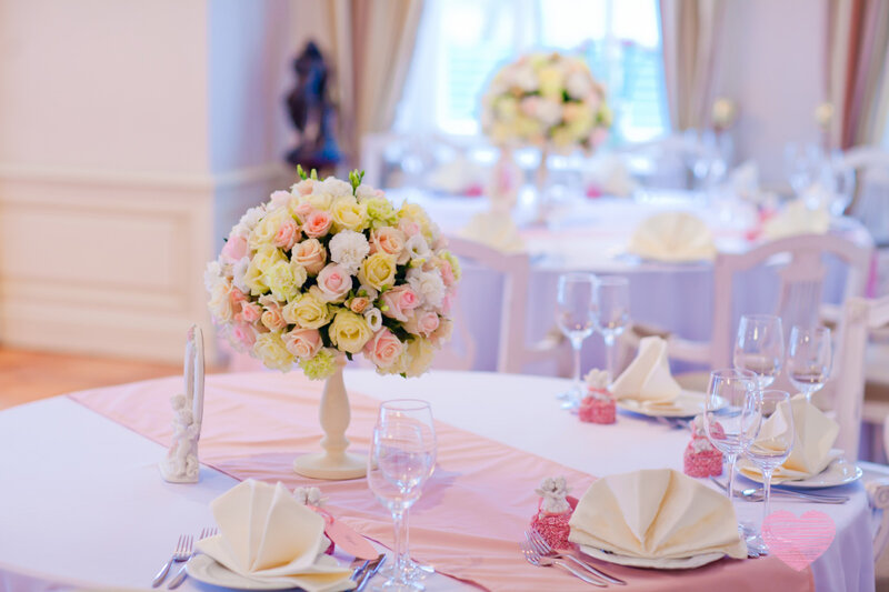 Flower Centerpiece on Table — Pink