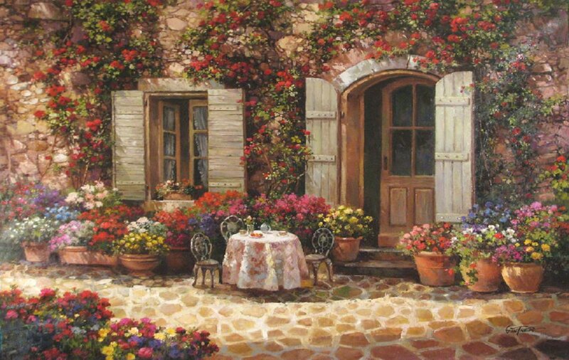 Flower-covered Cottage — Red