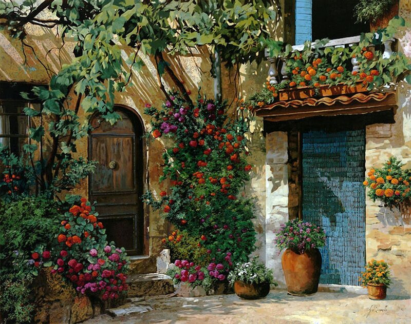 Flower-covered Courtyard — Green, Serene