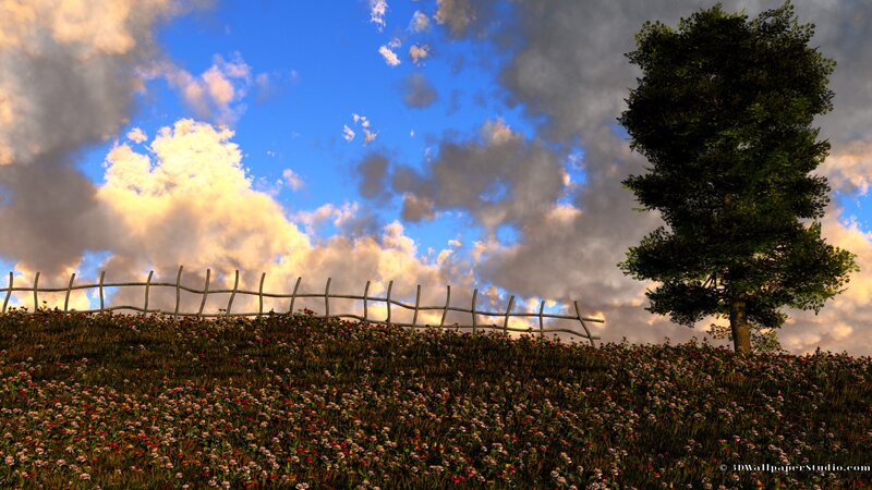 Flower-covered Hillside — Blue