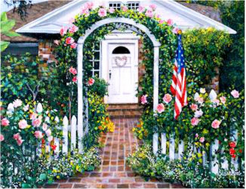 Flower-covered House Entrance