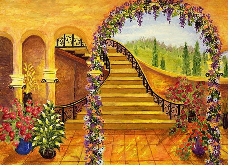 Flower-covered Staircase