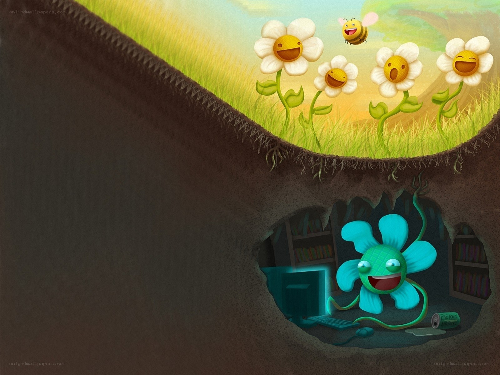 Flower creature in underground lair