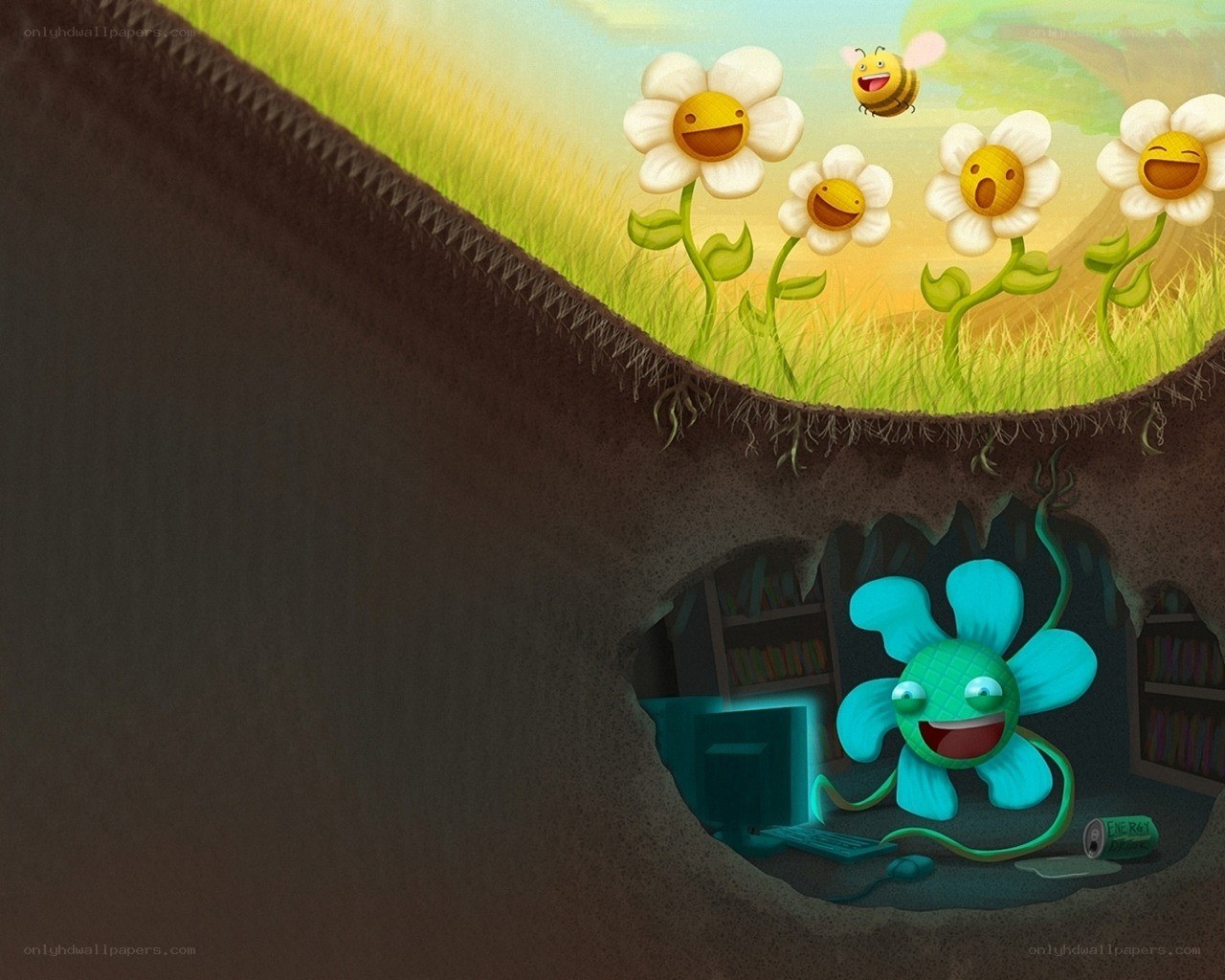Flower creature in underground lair