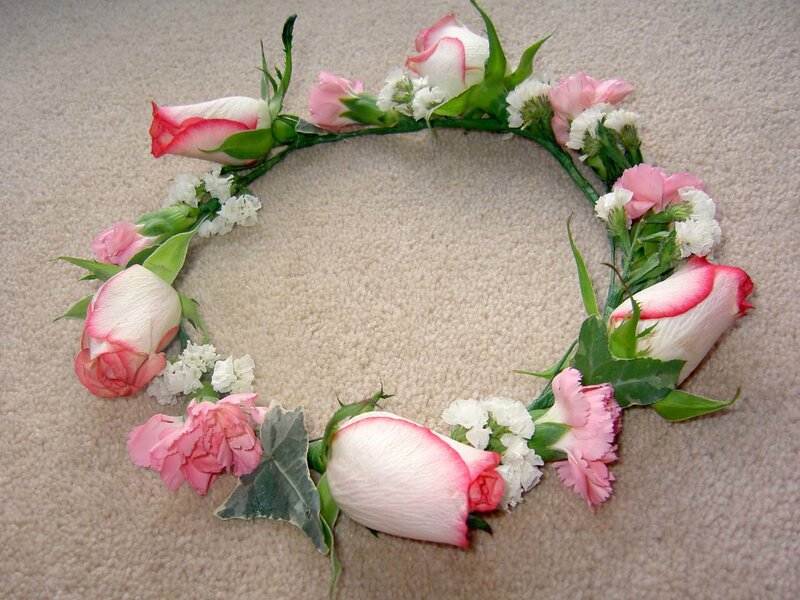 flower crown with roses and carnations
