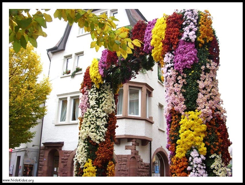 Flower-decorated archway in Germany