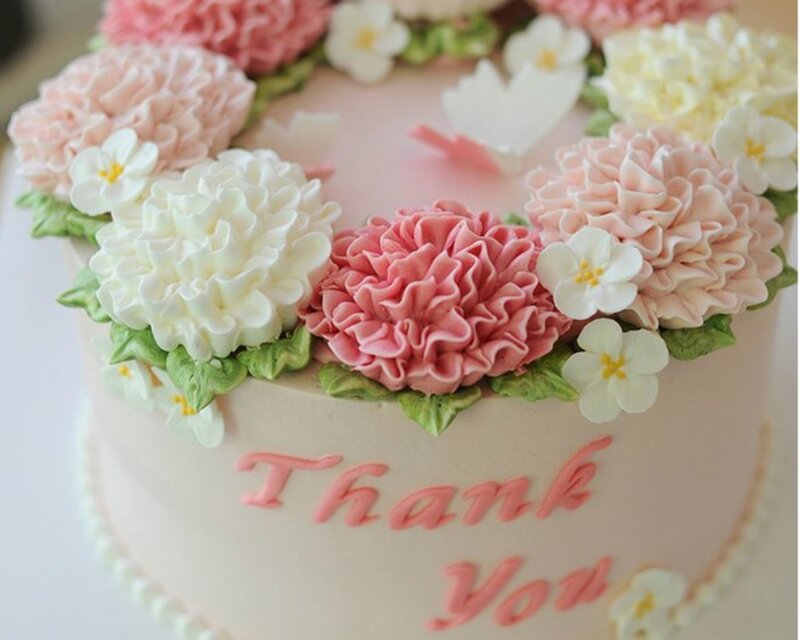 Flower-decorated Cake — Pink, Festive
