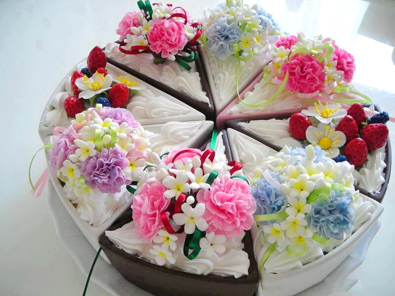 Flower-decorated Cake — White, Festive