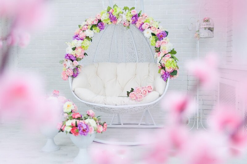 Flower-decorated Hanging Chair