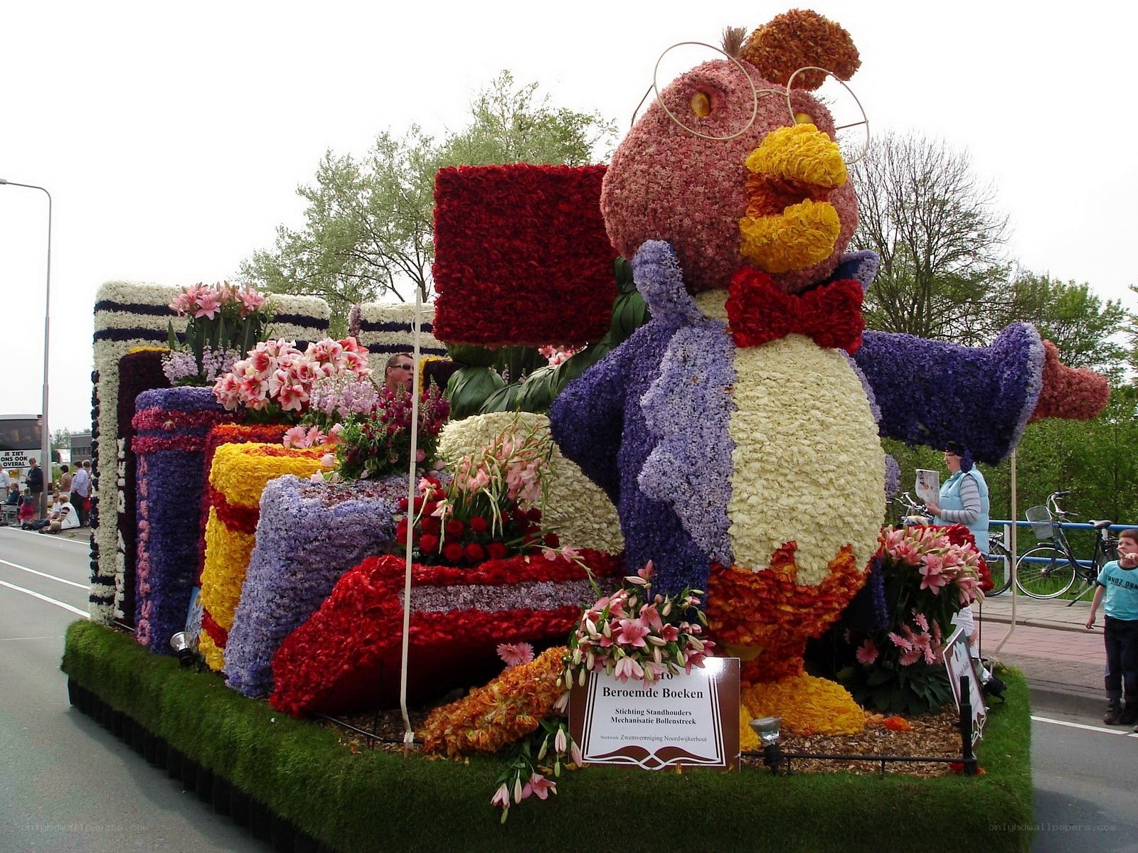 Flower-decorated parade float