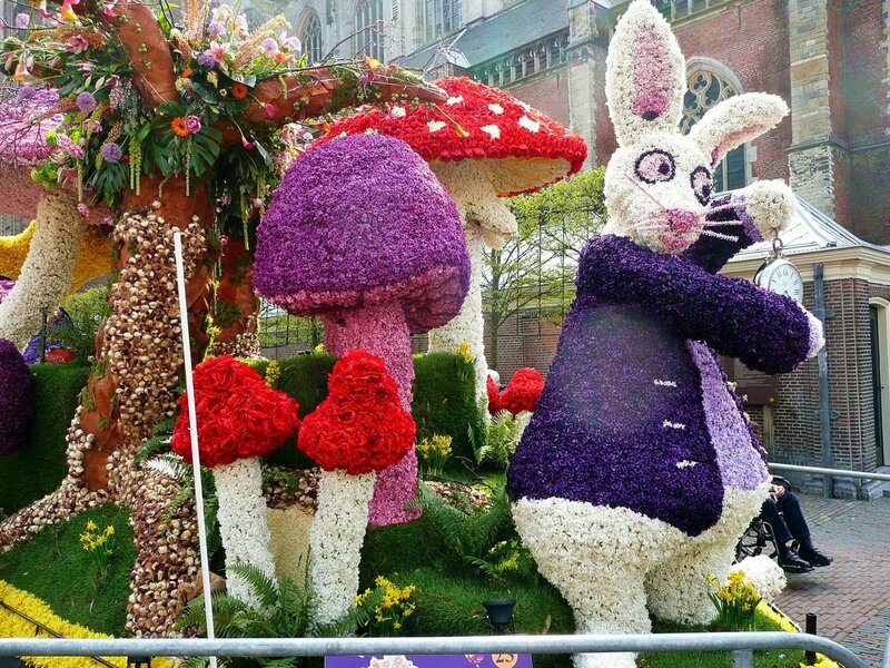 Flower-decorated parade float