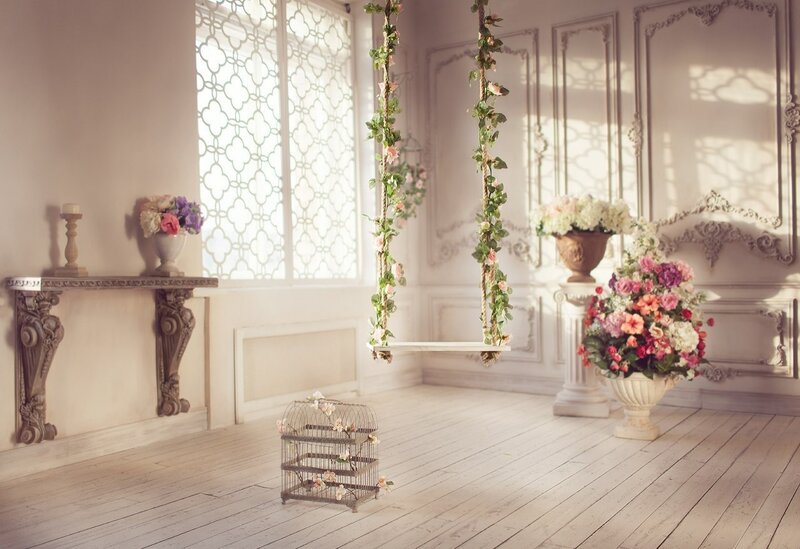 Flower-decorated Swing — White