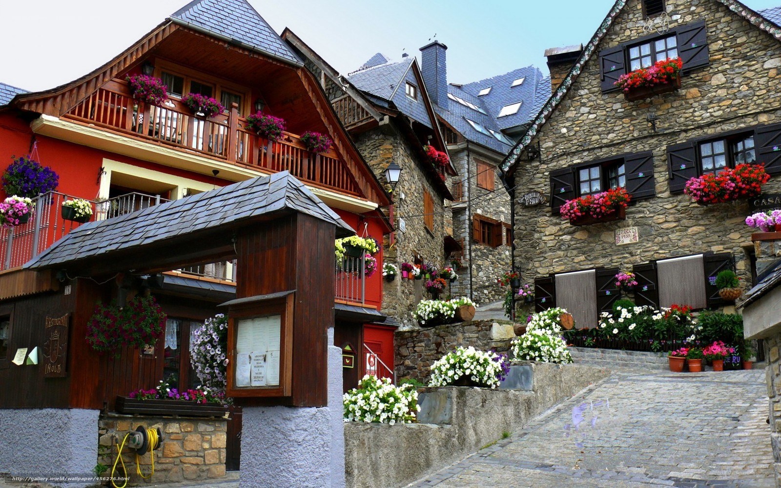 Flower-decorated village street