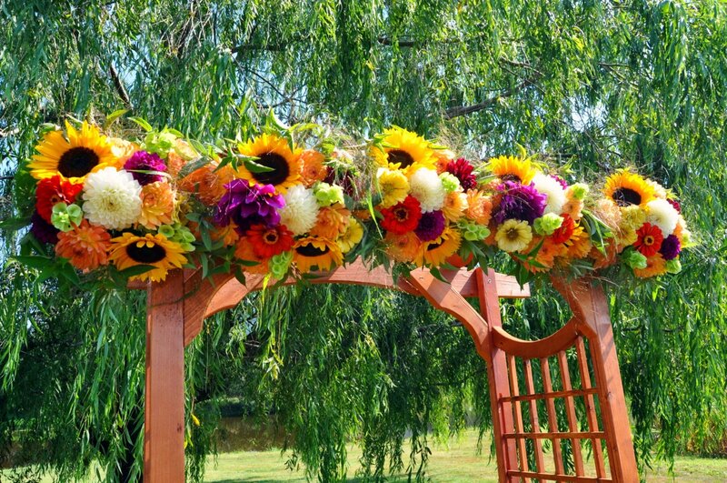 Flower-decorated Wooden Arch