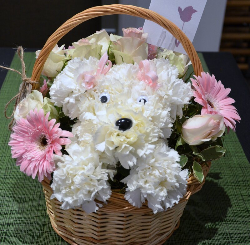Flower Dog in Basket