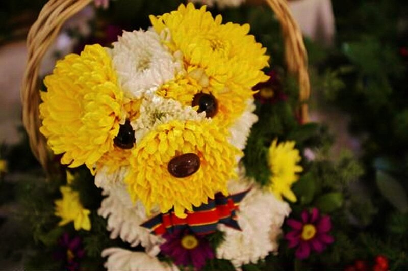 Flower Dog Sculpture