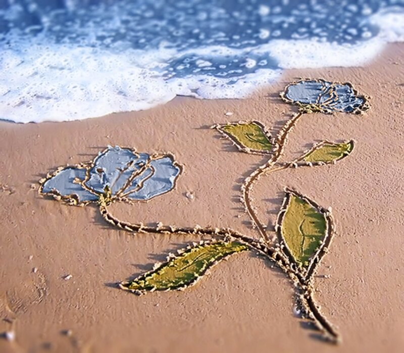 Flower Drawing on Beach
