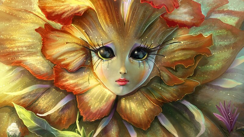 Flower-faced Girl — Gold, Dreamy