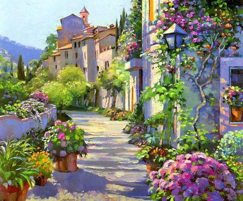 Flower-filled Alleyway — Purple