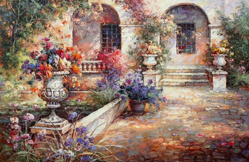 Flower-filled Courtyard — Green, Serene